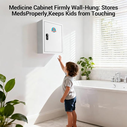 Locking Medicine Cabinet with Combination Lock and Safety Key | Rust-resistant - Image 8