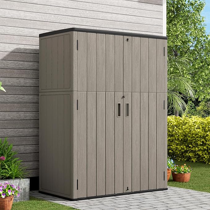KINYING Outdoor Vertical Storage Shed, 57 Cu.ft Outdoor Storage Cabinet - Image 2