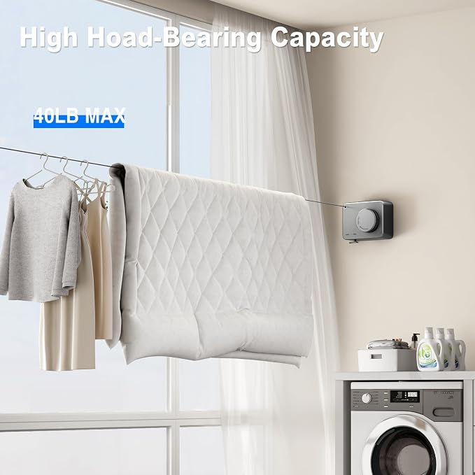 Retractable Clothesline Indoor, Non-Sagging Outdoor Clothes Line Retracting - Image 4