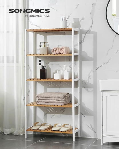 SONGMICS Bamboo Storage Shelf, 5-Tier Shelving Unit, in The Entryway, Living - Image 4