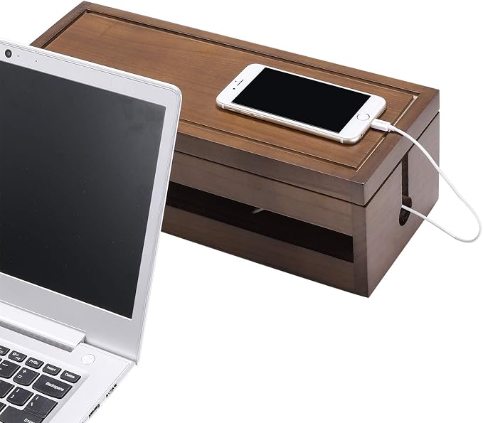Changsuo Cable Management Box Wooden Cord Organizer Box - Image 2