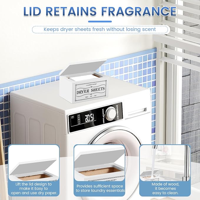 Dryer Sheet Holder and Lid, Dryer Sheet Container, Laundry Pods Dispenser - Image 7