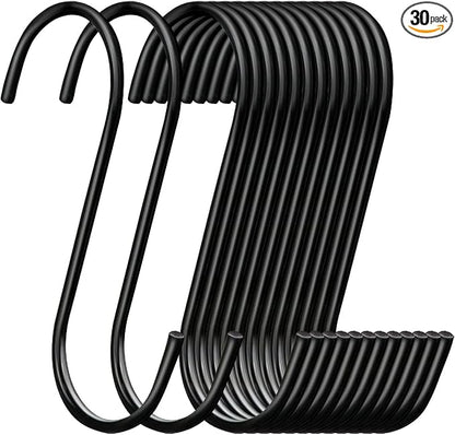 ESFUN 30 Pack 3.7 inch Length S Hooks Black Steel S Shaped Hooks by ESFUN