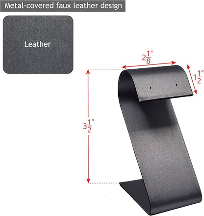 MOOCA 6 Pcs Set Metal Steel Gray Faux Leather Earring Display Stand Displays - Image 2