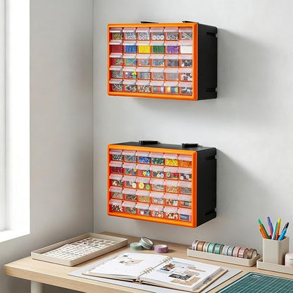 Goaste 30 Drawer Plastic Drawer Storage Cabinet, Stackable Wall Mount Small - Image 7