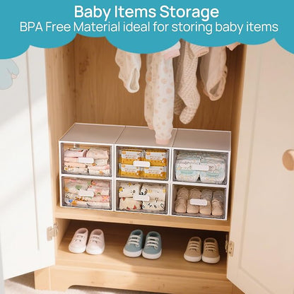 Vtopmart 4 Pack 18QT White Stackable Storage Drawers, Easily Assemble Acrylic - Image 4