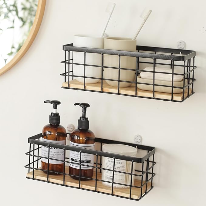 2 Pack Small Wire Baskets Farmhouse Rectangle Organizer Tray | Metal Wire - Image 5