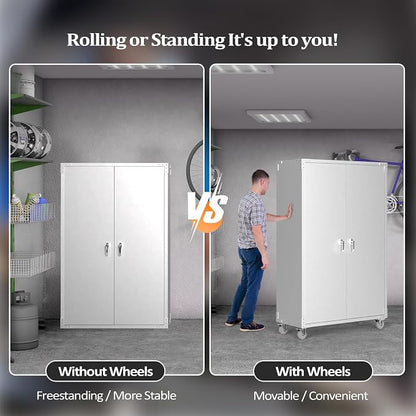 VINGLI Upgraded Wide & Deep Garage Storage Cabinet, Metal Storage Cabinet - Image 4
