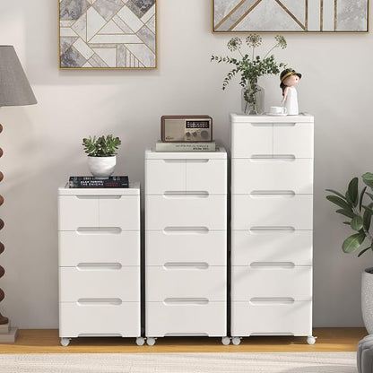 LOKO 7-Drawer Plastic Rolling Storage Cart | Mobile Storage Cabinet | Vertical - Image 4