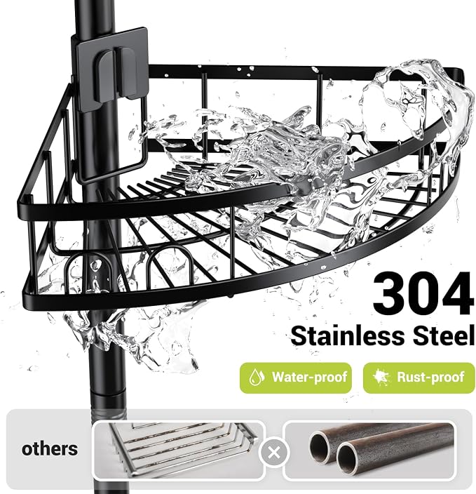Aitatty Corner Shower Caddy Standing: 4-tier Rustproof Shower Organizer Shelf - Image 2
