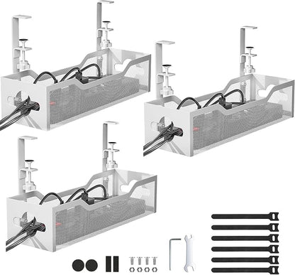 Under Desk Cable Management Tray 3 Pack, Cable Management Under Desk No Drill by Litwaro