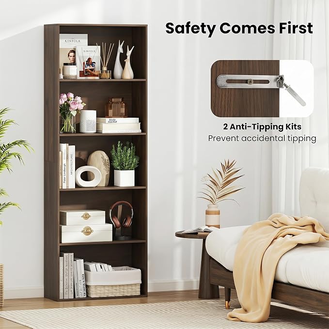 Giantex 5-Tier Bookshelf, Freestanding Bookcase - Image 6