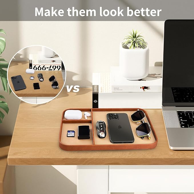 SENEN Leather Tray, Stylish and Organized Multifunctional Tray, - Image 7