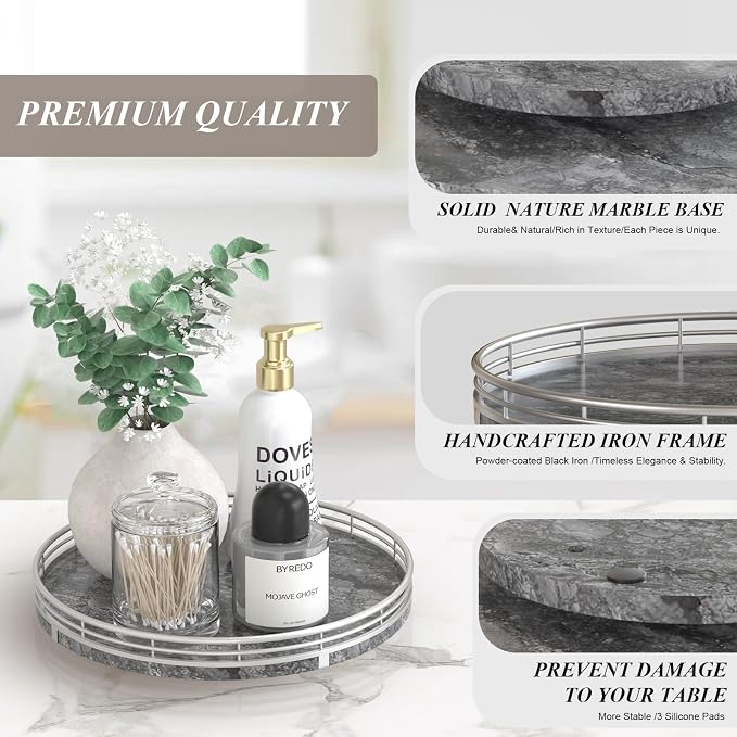 Gray Marble Lazy Susan Turntable - Image 5