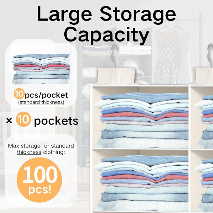 6 Shelves Hanging Closet Organizer – Foldable Dual-Row Hanging Clothes Storage - Image 5
