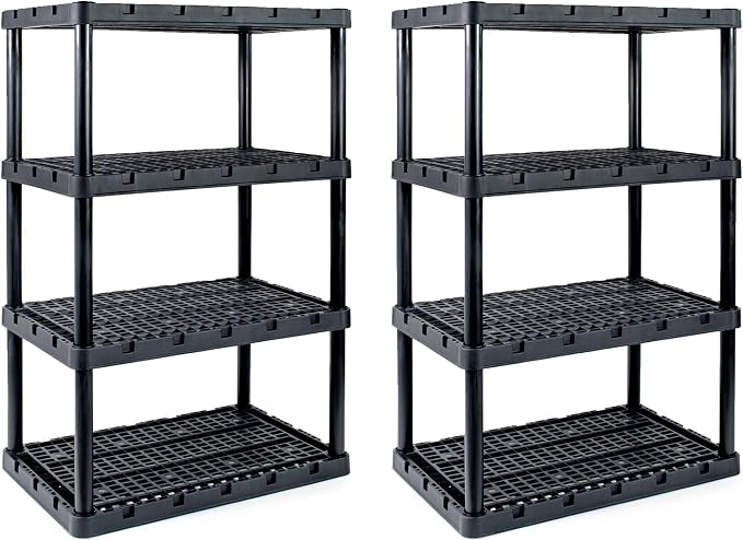 Gracious Living 2 Pack XL Heavy-Duty Storage Shelves, Knect-A-Shelf 4-Shelf by GraciousLiving