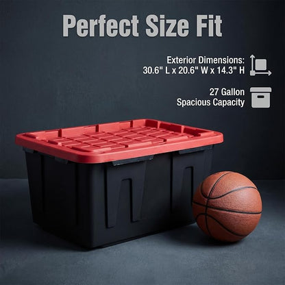 27 Gallon Industrial Plastic Storage Totes, Heavy Duty Storage Bins - Image 2