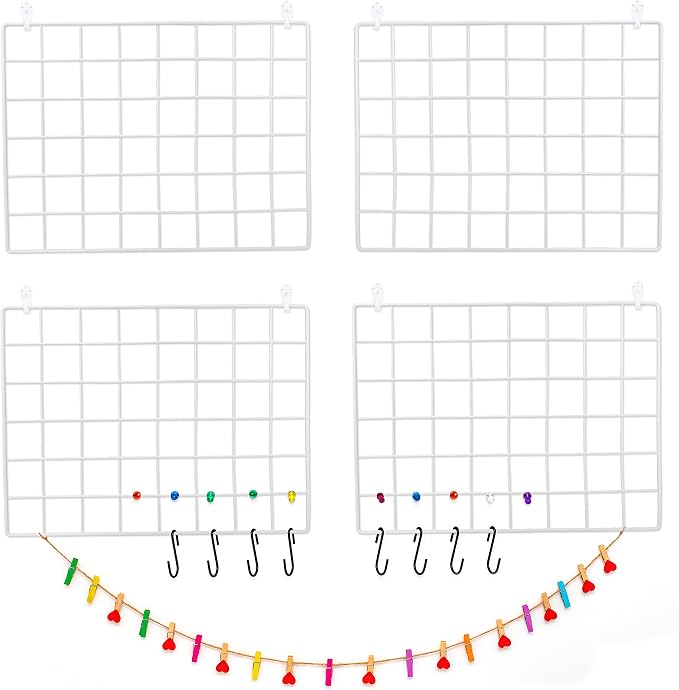 ODOXIA 4-Pack Wire Wall Grid Panel | Photo Grid Wall Decor | Metal Grid Board - Image 7