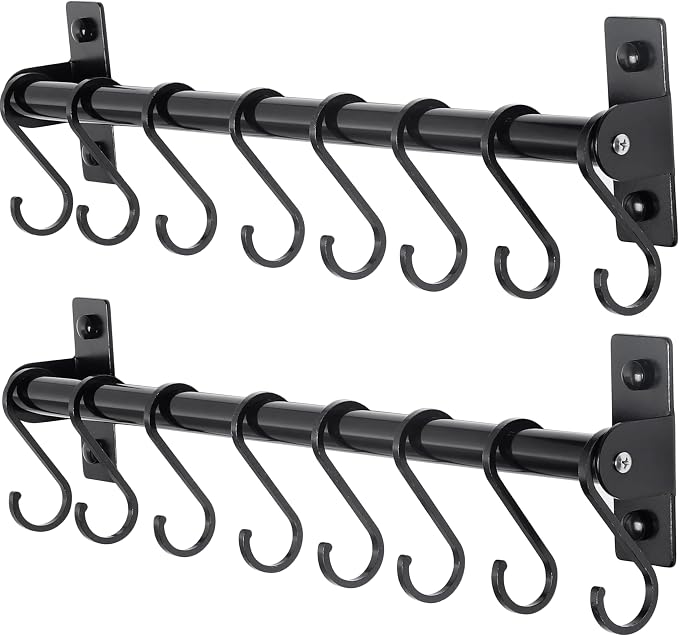 Dseap Kitchen Utensil Holder Hanger, Pot and Pan Rack Wall Mounted, Kitchen Rail by Dseap