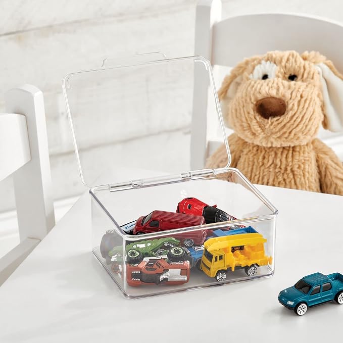 mDesign Plastic Playroom/Gaming Storage Organizer Box Containers, Hinged Lid - Image 2