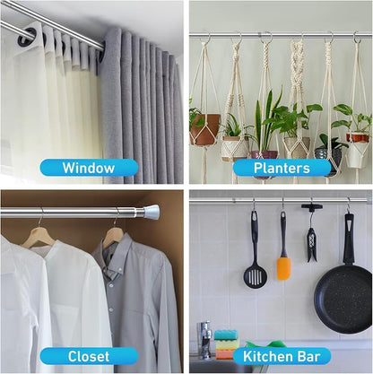 MEXAU 1Pack Spring Tension Curtain Rod 27-50 inch Silver Small Tension Rod | - Image 4