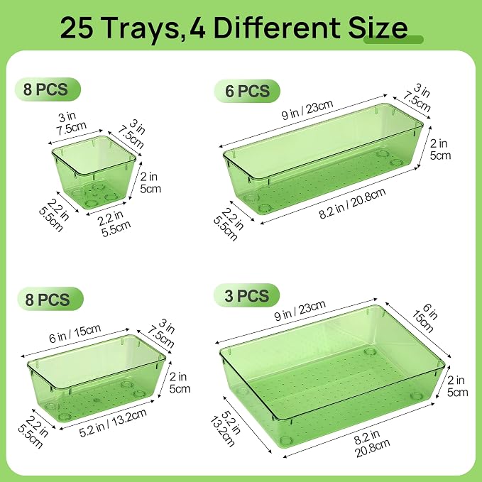 Vtopmart 25 PCS Clear Plastic Drawer Organizers Set, 4-Size Versatile Bathroom - Image 2