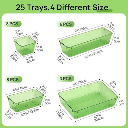 Vtopmart 25 PCS Clear Plastic Drawer Organizers Set, 4-Size Versatile Bathroom - Image 2