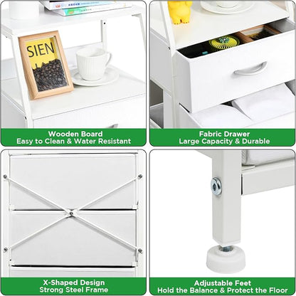 5 Drawers White Tall Fabric Dresser - Image 6