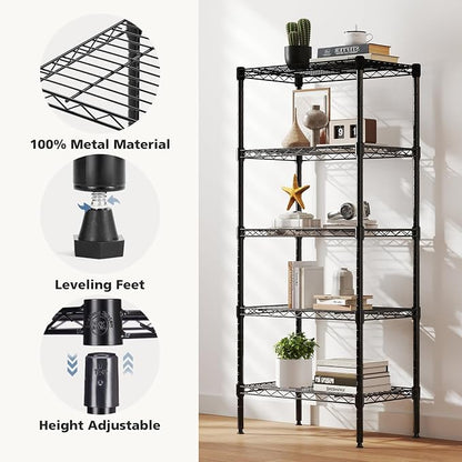DUMOS 5-Tier Metal Wire Storage Shelves, Adjustable Standing Storage Rack Shelf - Image 5