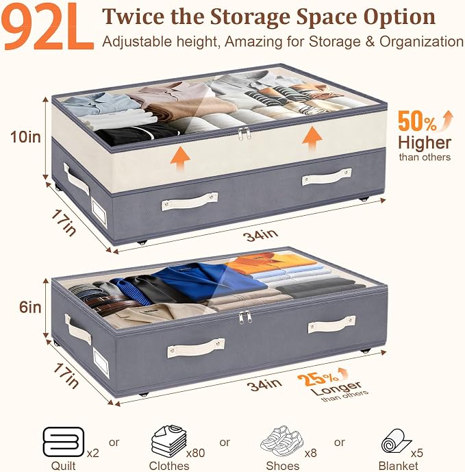Dolicer 2 Pack Under Bed Storage - Image 3