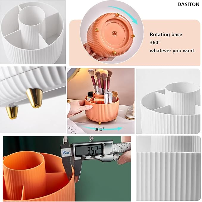 DASITON Large Capacity Makeup Brush Holder, 360° Rotating Makeup Organizer - Image 5