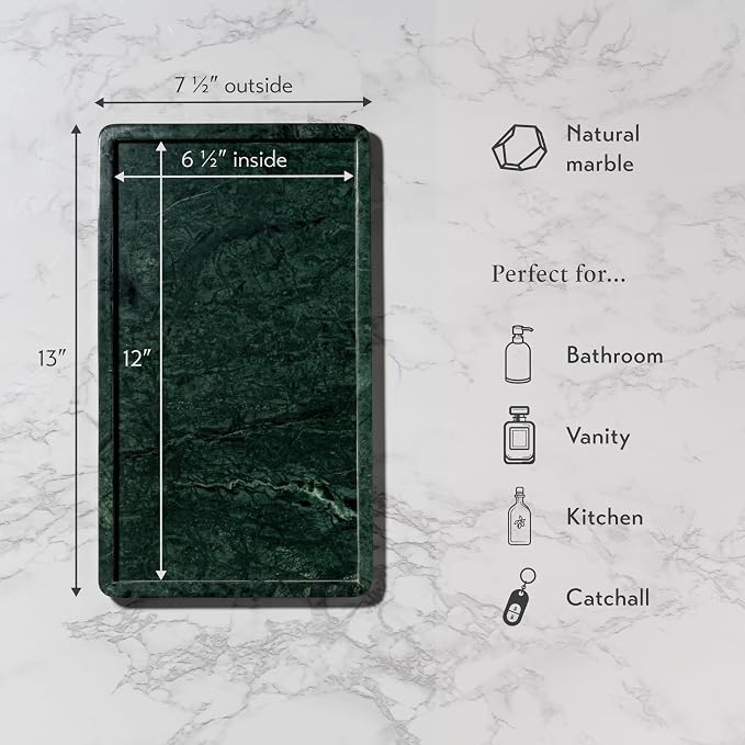Cork & Mill Green Marble Tray for Bathroom Countertop, Kitchen Counter - Image 3