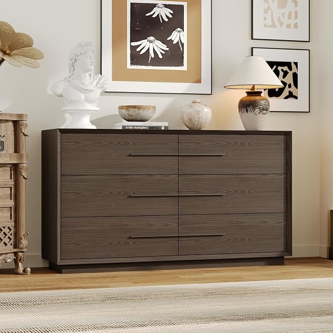 Bedside Table with 6 Drawers, Modern Side Table, Wide Nightstand, Wooden Bed by FUNISIRFurniture