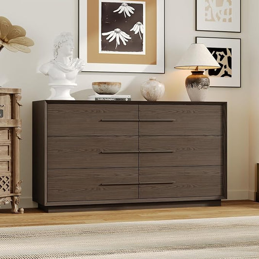 Bedside Table with 6 Drawers, Modern Side Table, Wide Nightstand, Wooden Bed by FUNISIRFurniture
