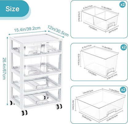 Vtopmart Plastic Drawer Storage Orangizer, 4 Tier 6 Drawers - Image 3