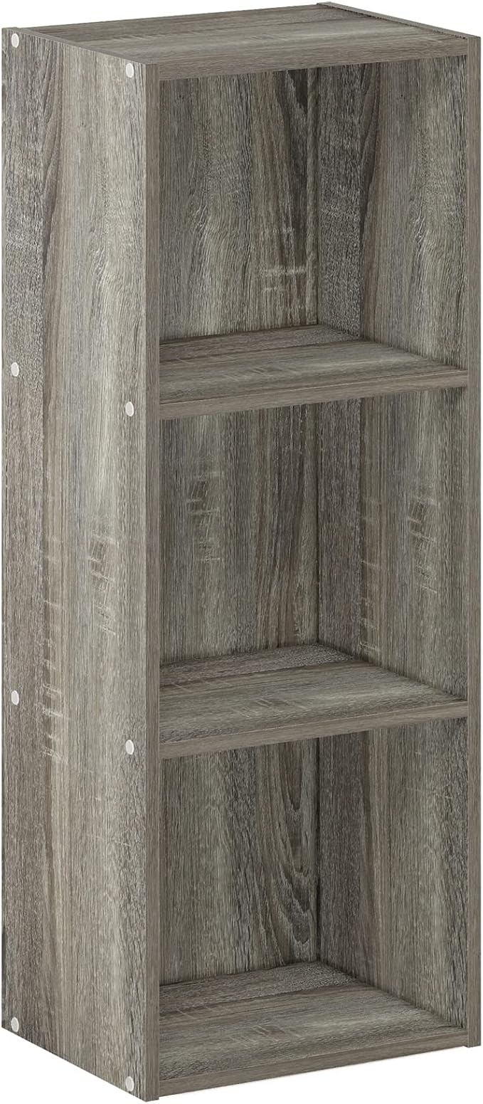 Furinno Pasir 3-Tier No Tool Assembly Open Shelf Bookcase, French Oak - Image 7