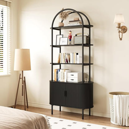 BREEZEHEAT 71" Tall Fluted Arched Bookshelf, Modern Bookshelf - Image 9