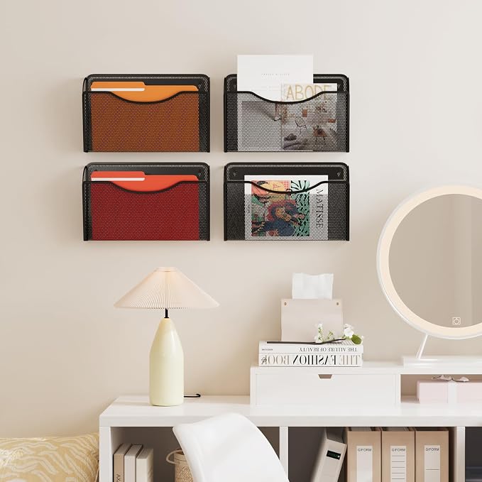 MINDEPOT Wall File Organizer, Hanging Wall File Holder, 1 Pack, Metal Mesh Wall - Image 6