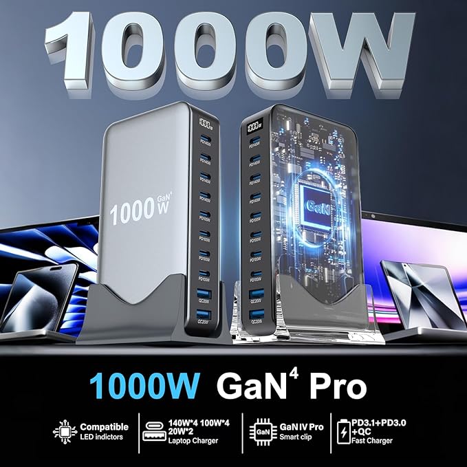 1000W USB C Fast Charger Block, 10 Port USB Charging Station, GaN Ⅳ Pro 140W PD - Image 2