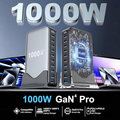 1000W USB C Fast Charger Block, 10 Port USB Charging Station, GaN Ⅳ Pro 140W PD - Image 2