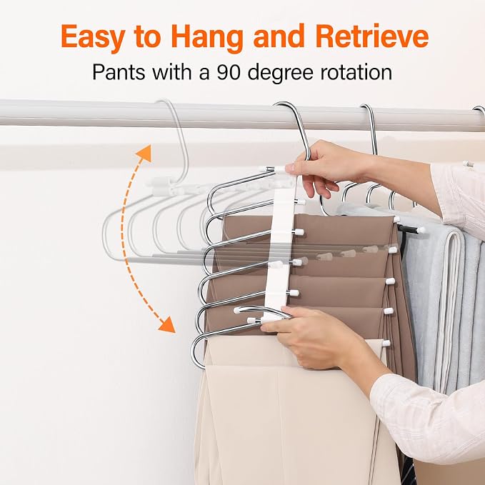 Upgraded Collapsible Pants Hangers Space Saving, 6 Layers Clothes Rack - Image 3