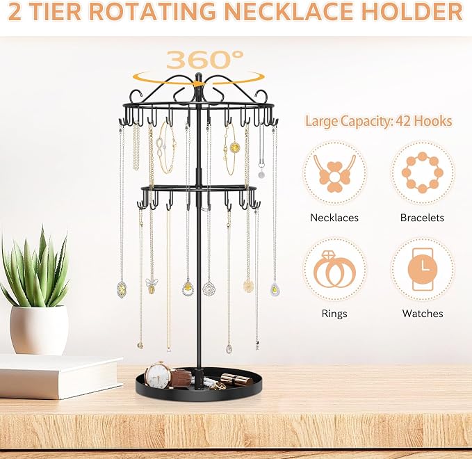 iDavosic.ly 2 Tier Rotating Necklace Organizer - Image 6