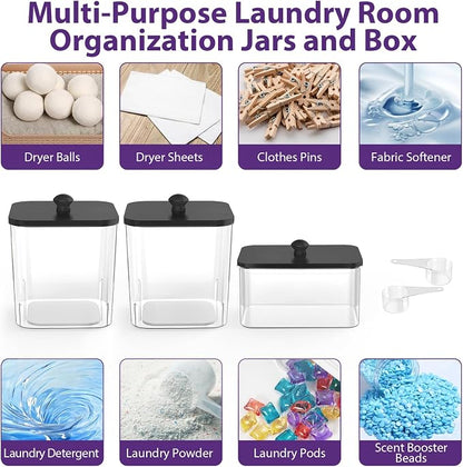 2+1 Pack Clear Laundry Pods Container & Dryer Sheet Holder, Plastic Square - Image 8