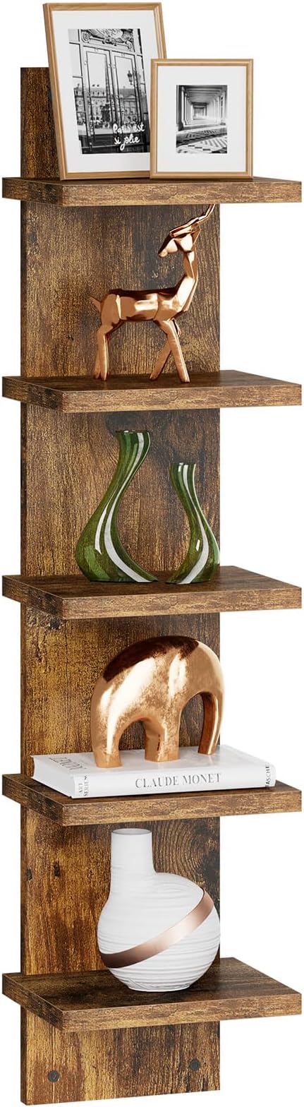 IBUYKE 5 Tier Wall Shelf Unit, Decorative Wall Mount Vertical Shelving by IBUYKE