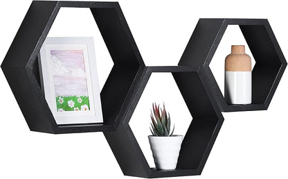 Hexagon Shelves, Floating Wall Shelf, Honeycomb Octagon Cube Shelves Wood | - Image 8