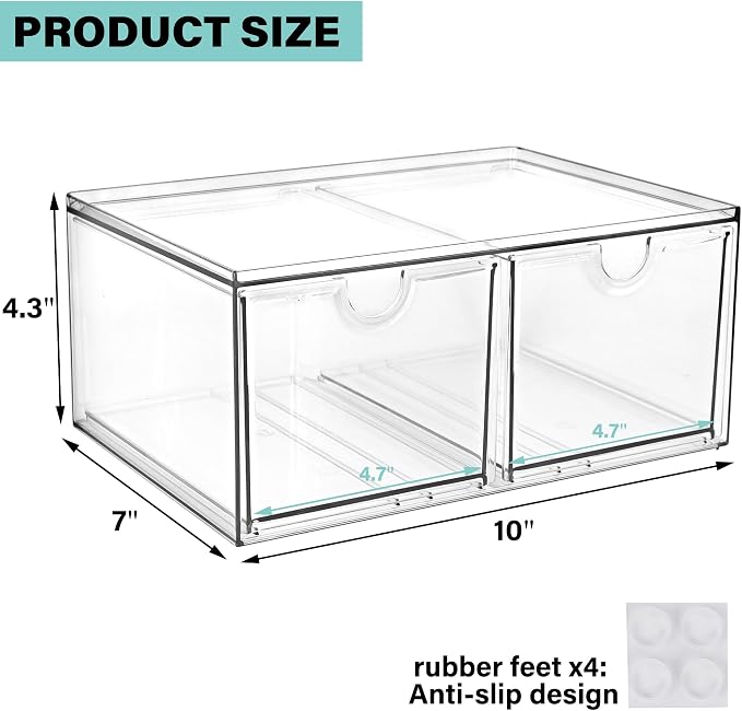 Prsildan Stackable Clear Makeup Organizer Acrylic Storage Drawers - Image 3
