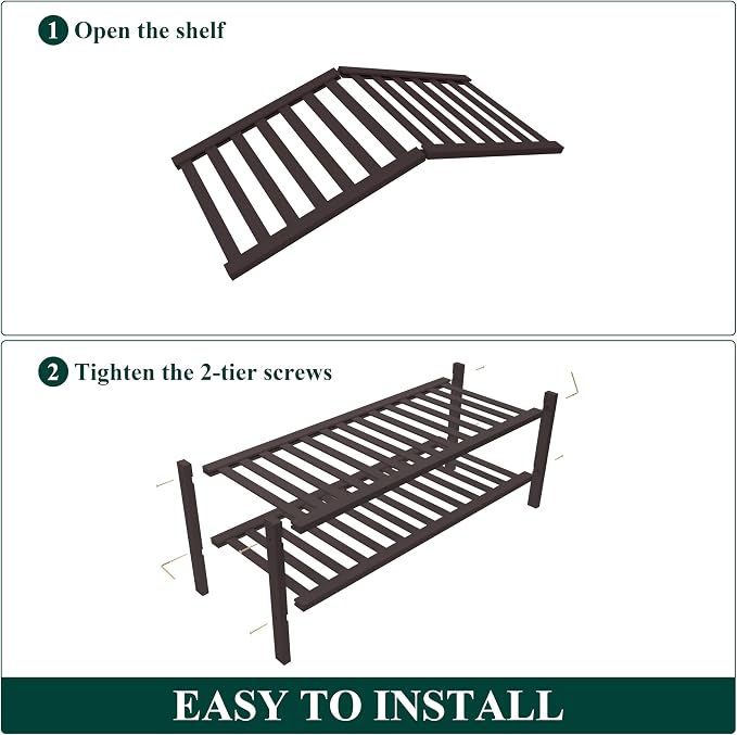 Smiry Bamboo Shoe Rack for Closet, 2 Tier Wooden Stackable Shoe Organizer - Image 6