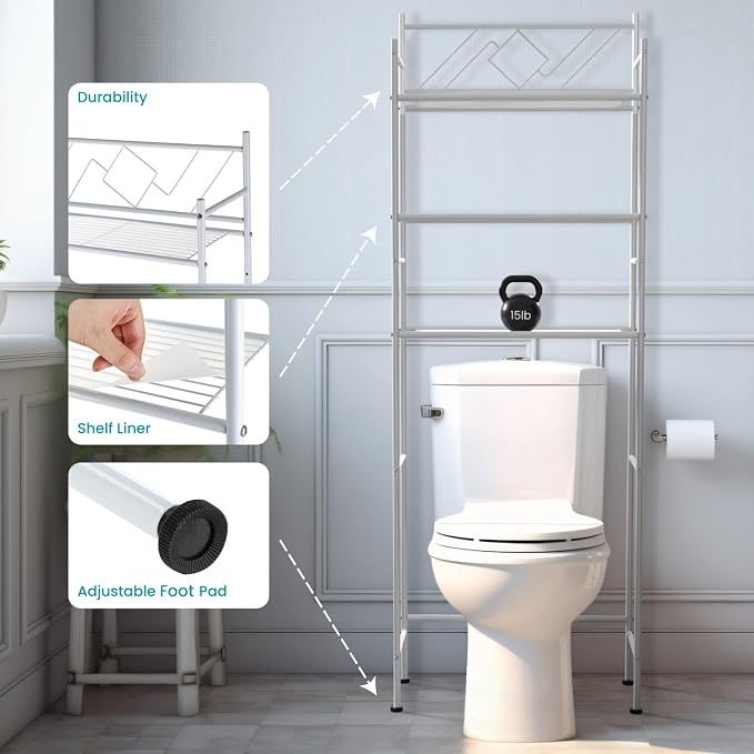 Home Zone Living Over-the-Toilet Bathroom Storage Cabinet Organizer | - Image 6