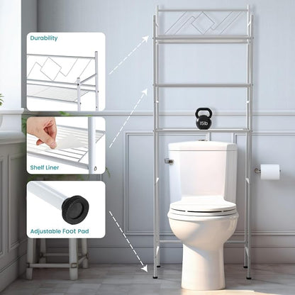 Home Zone Living Over-the-Toilet Bathroom Storage Cabinet Organizer | - Image 6