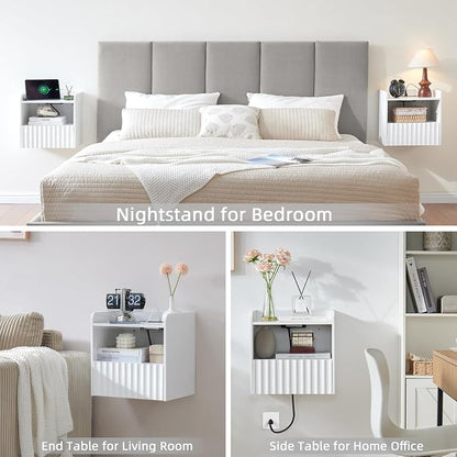 Modern Fluted Floating Nightstand Wall Mounted - Image 6